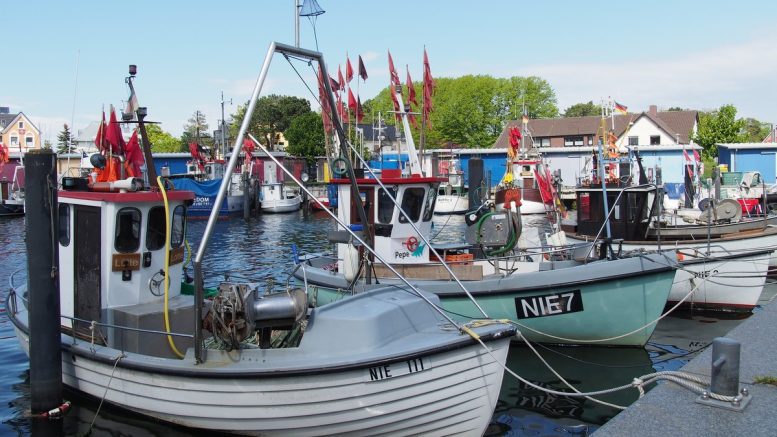 Kleine Fischerboote im Niendorfer Hafen in der Lübecker Bucht