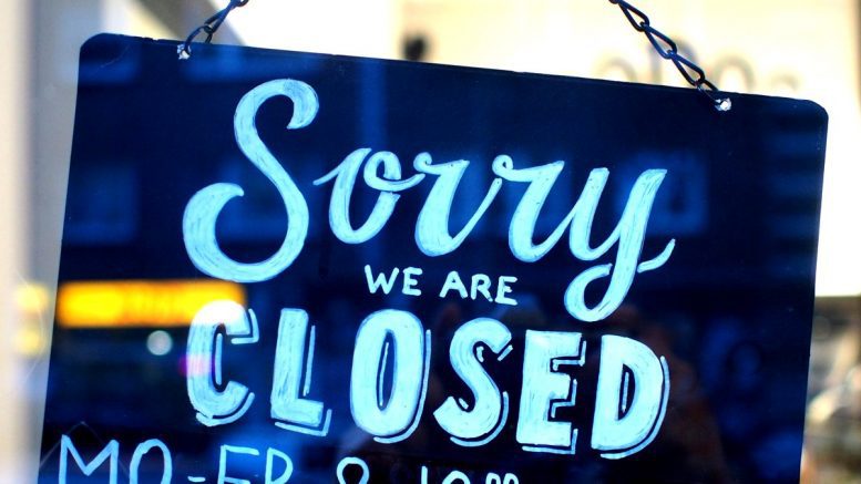 Ladenschluß-Schild - Sorry we are closed, dunkel Blau mit weißer Schrift