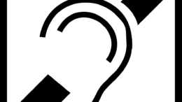 Symbol Hörgerät schwarz-weiß Grafik