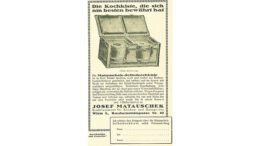 Historische Schwarzweiß Anzeige für eine Kochkiste von 1910