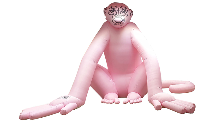 rosa Affe aufblasbar, Kunstobjekt